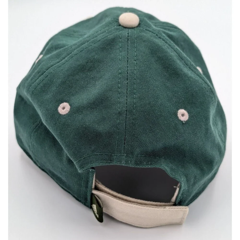 Adidas Adjustable Baseball Cap Hat Embroidered Logo Green and White
